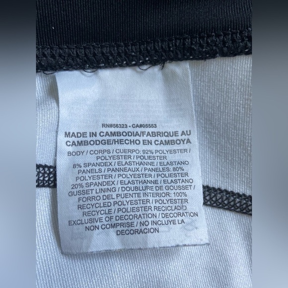 Nike Dri Fit Capri Leggings Black White Gray Mesh Back Cutouts & Pocket Medium - Picture 10 of 11